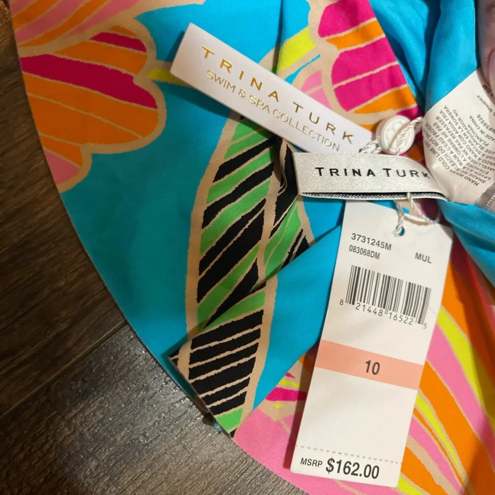 Trina Turk Womens POPPY OTS RUFFLE BANDEAU 1 Pc Swimsuit Off Shoulder Sz 10 - Picture 5 of 5